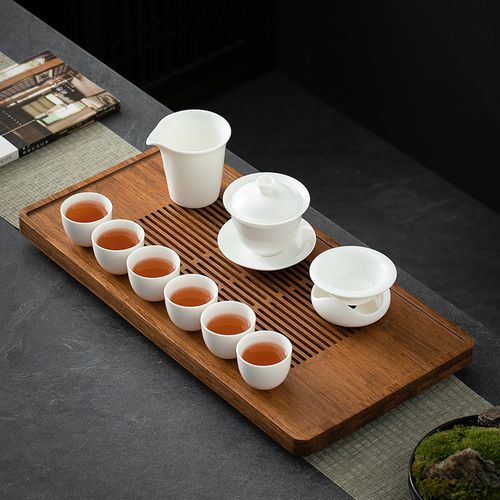 午间 德化白瓷茶杯羊脂玉瓷功夫茶具套装家用办公室陶瓷茶壶盖碗泡茶